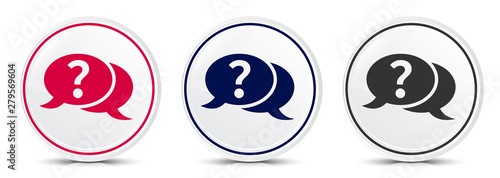 Question mark bubble icon crystal flat round button set illustration design