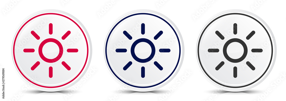 Screen brightness sun icon crystal flat round button set illustration design Screen brightness sun icon crystal flat round button set illustration design