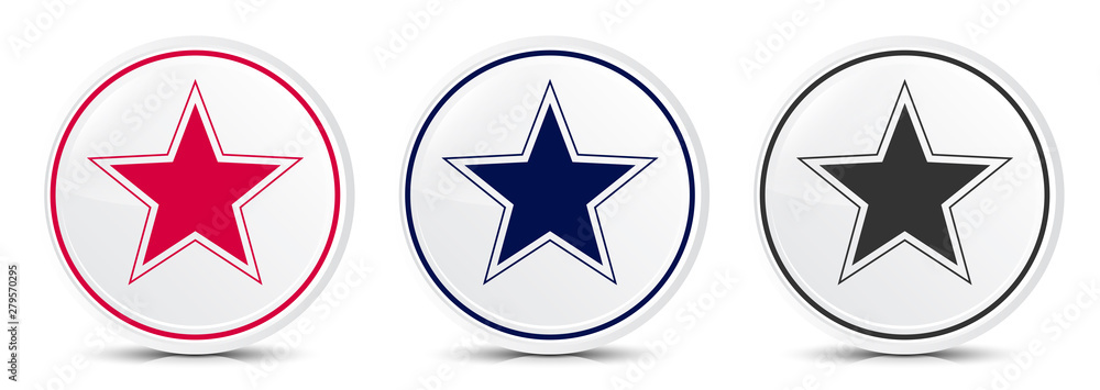 Star icon crystal flat round button set illustration design Star icon crystal flat round button set illustration design