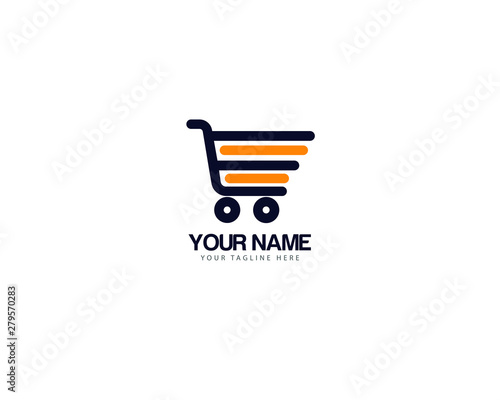 Initial Letter E Shopping cart market logo