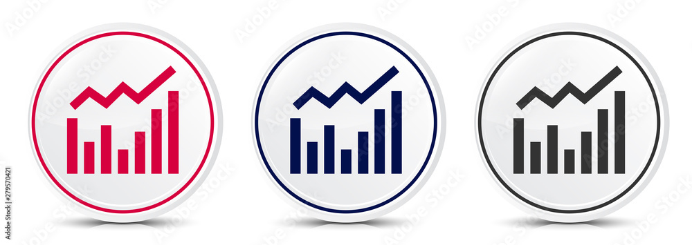 Statistics icon crystal flat round button set illustration design Statistics icon crystal flat round button set illustration design