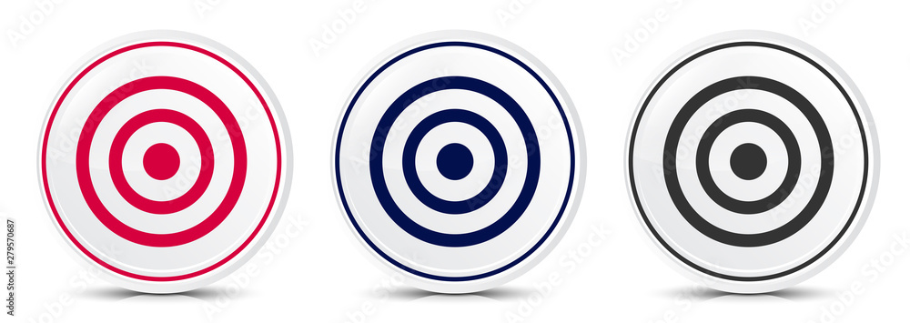 Target icon crystal flat round button set illustration design Target icon crystal flat round button set illustration design