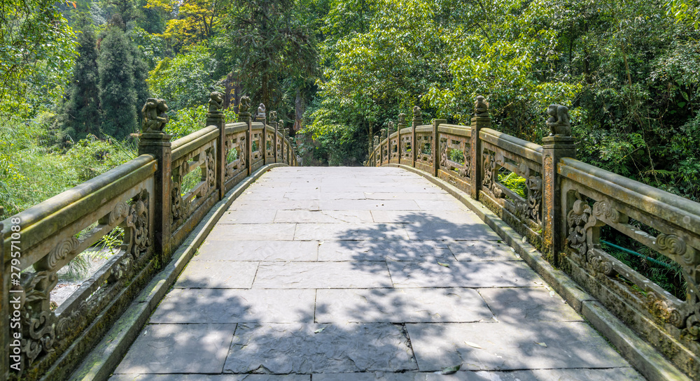 Fototapeta premium Landscape along the half-mountain side of Emei Mountain, Sichuan Province, China