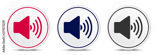 Volume speaker icon crystal flat round button set illustration design