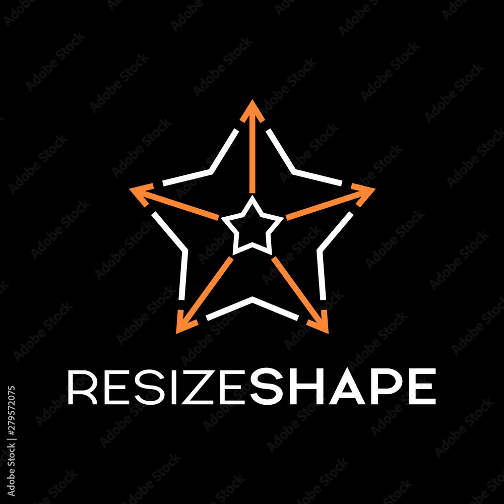 Resize shape or square vector logo template. Minimalist design. This logo is suitable for arrow, maximize, zoom.