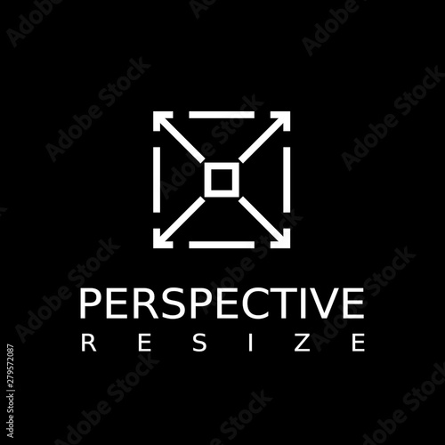 Resize shape or square vector logo template. Minimalist design. This logo is suitable for arrow, maximize, zoom.