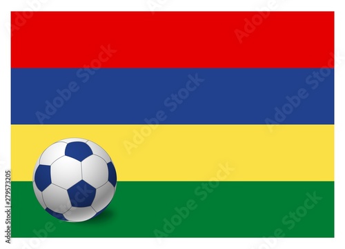 Mauritius flag and soccer ball