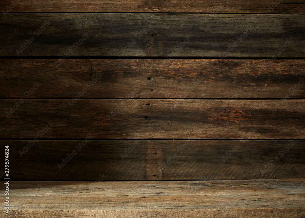 Wooden wall and wooden table Wooden wall and wooden table