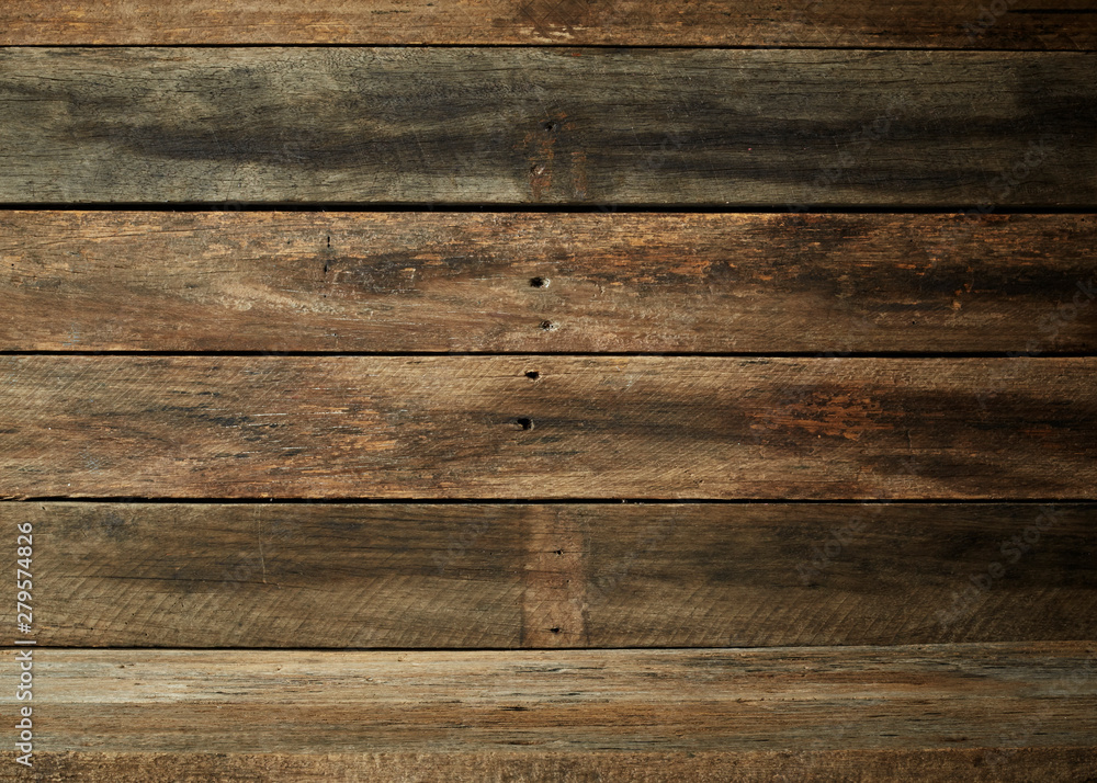 Fototapeta premium Wooden wall and wooden table