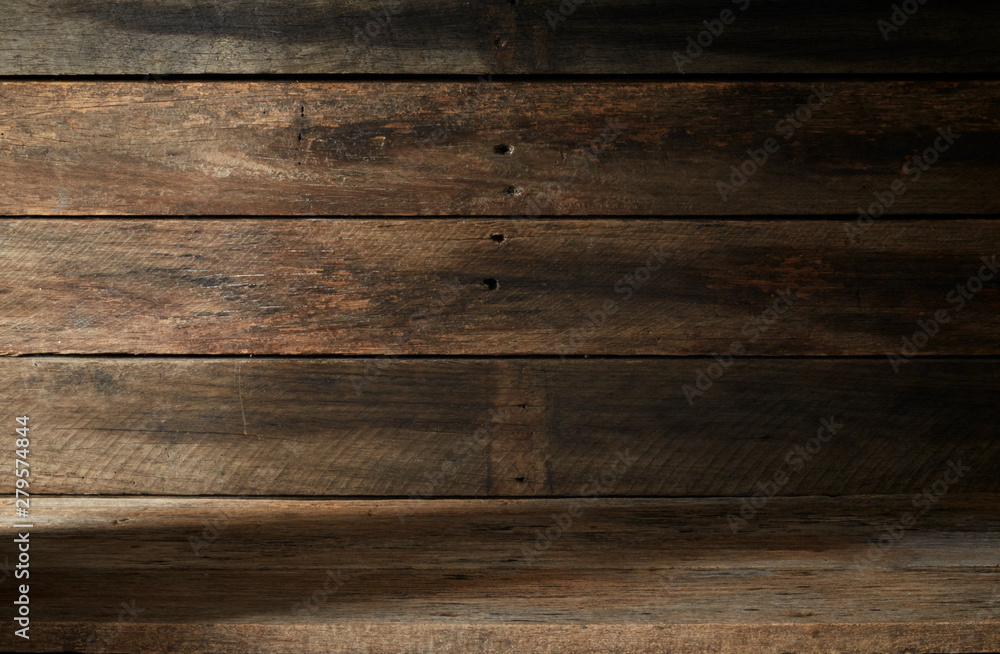 Wooden wall and wooden table Wooden wall and wooden table