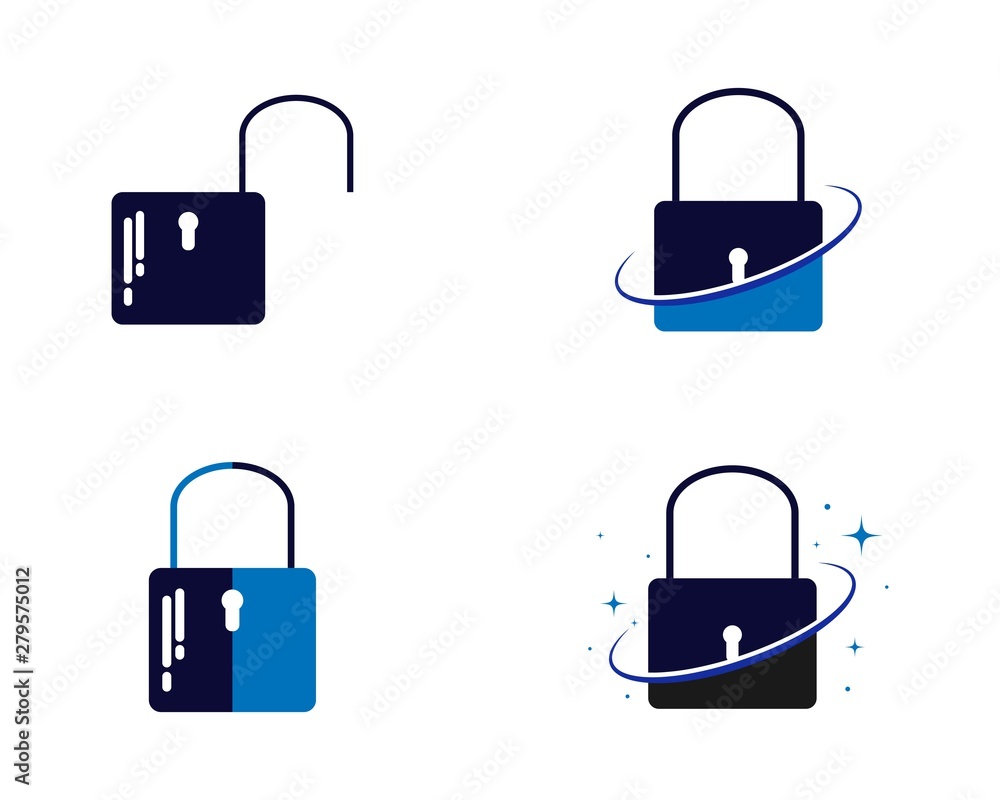 Lock silhouette vector icon on white background Lock silhouette vector icon on white background