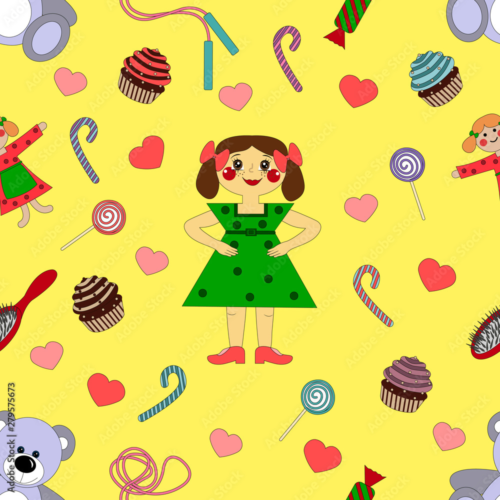 Naklejka premium pattern baby girl Wallpaper in the center