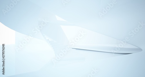 Wallpaper Mural Abstract architectural white smooth interior of a minimalist house with large windows.. 3D illustration and rendering. Torontodigital.ca