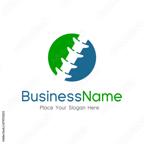 Spine diagnostic center isolated vector logo template with sample text, orthopedic symbol. This logo is suitable for back bone, health, doctor, hospital, medicine.
