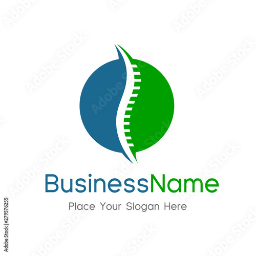 Spine diagnostic center isolated vector logo template with sample text, orthopedic symbol. This logo is suitable for back bone, health, doctor, hospital, medicine.