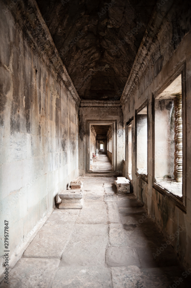 Windowlit Hallway in Angkor Wat