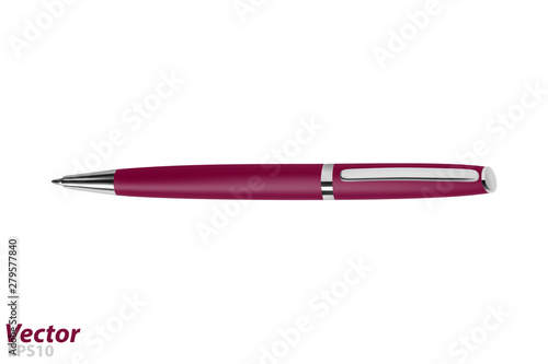 Automatic ball pen in the vector.Ballpoint pen in vector on white background.