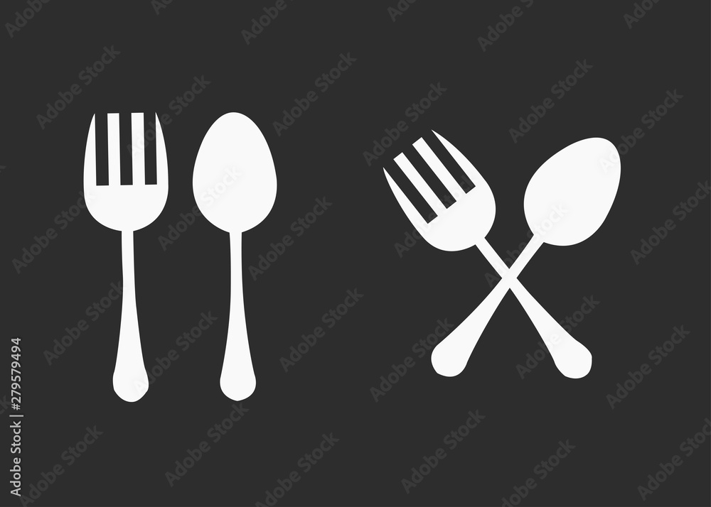 Fork & Spoon Vector Illustration. Minimalist Lettering Art. Fork & Spoon Vector Illustration. Minimalist Lettering Art.