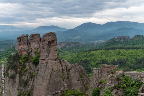 Mountains panorama of Belogradchik cliff rocks, nature gem landmark,.Bulgaria