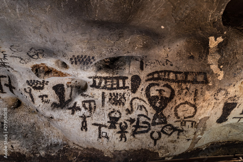 Prehistoric mural drawings in Magura cave, Bulgaria photo