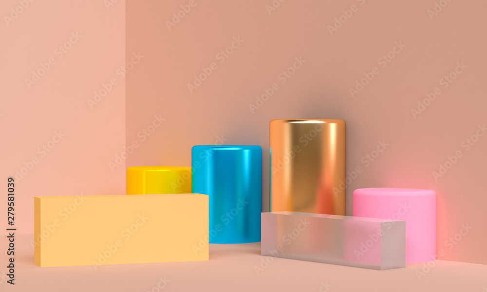 Minimalist abstract background, primitive geometrical figures, 3D render. Minimalist abstract background, primitive geometrical figures, 3D render.
