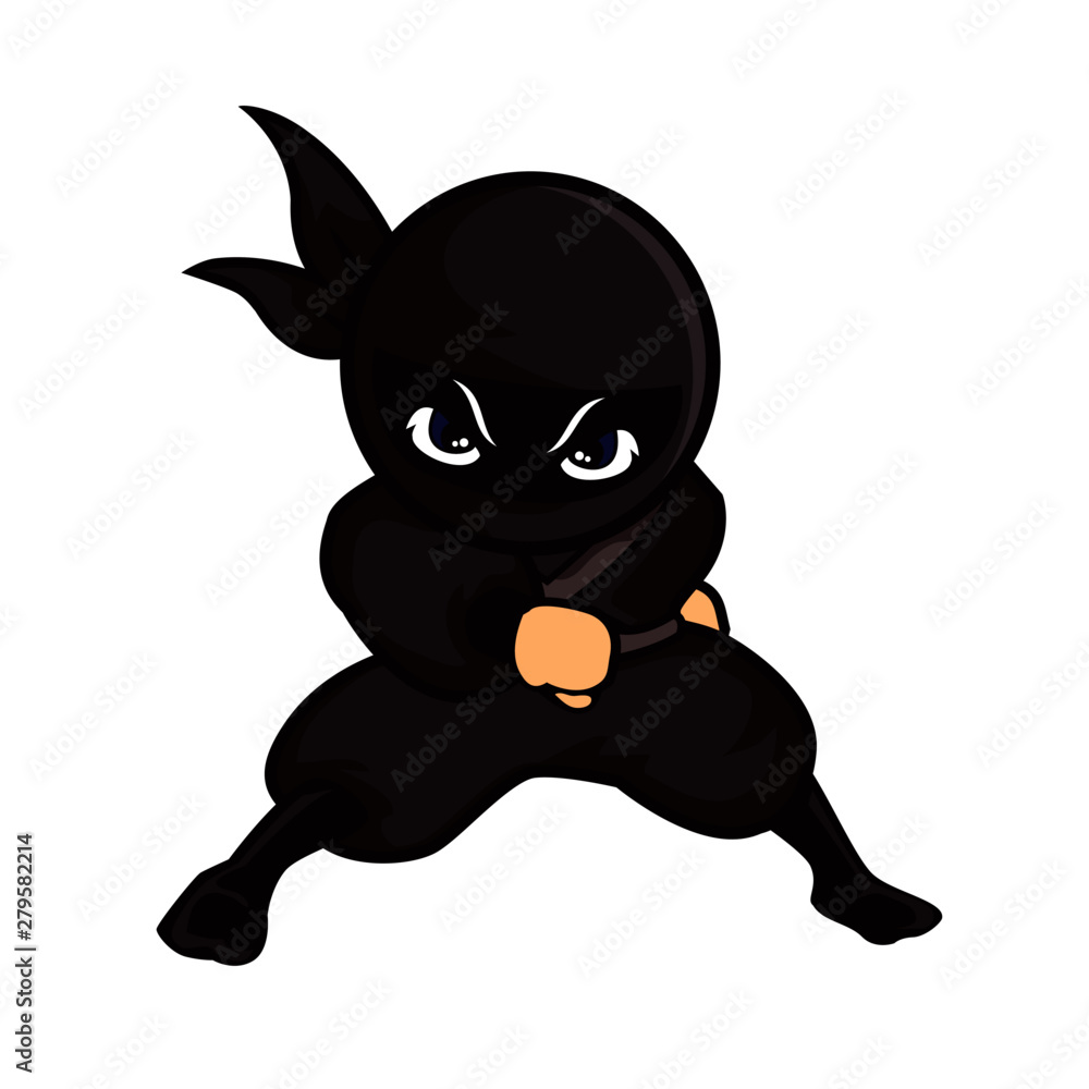 black ninja punching to front