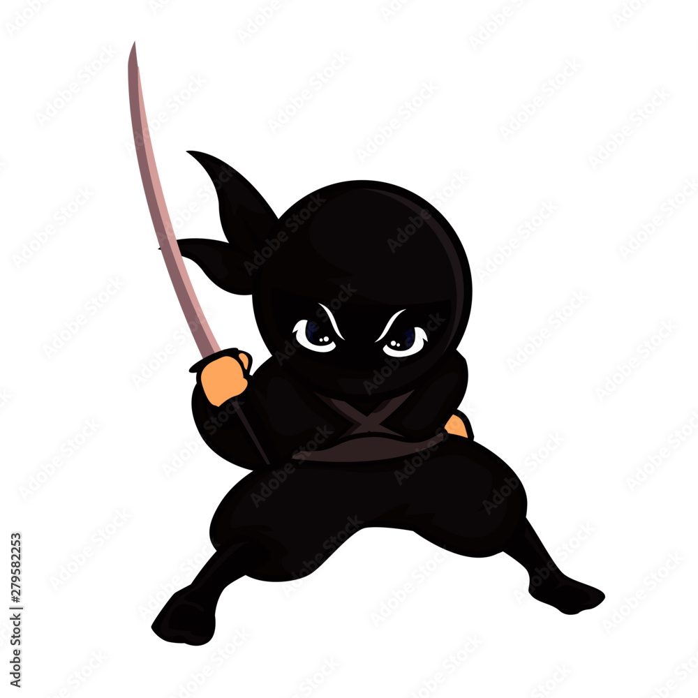 black ninja holding a sword ready to fight black ninja holding a sword ready to fight