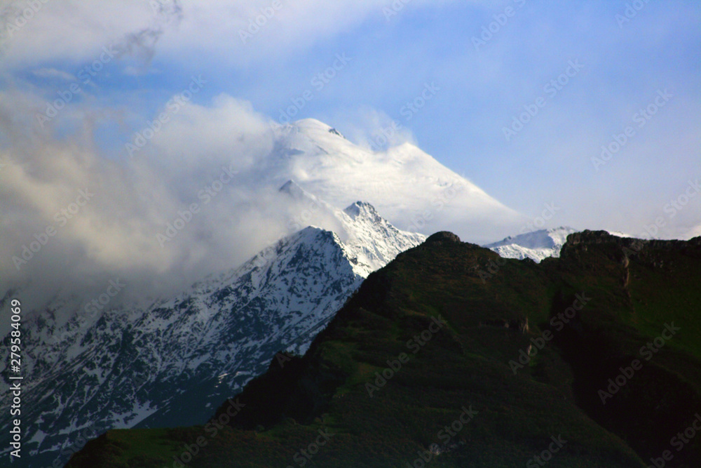 Caucasus. Daryal gorge. Mount Kazbek.