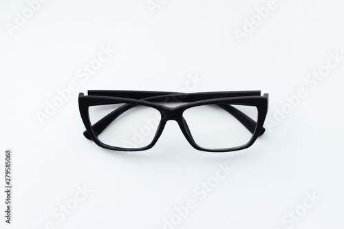 Black-rimmed glasses on a white background
