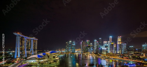 The Central Business District and Marina Bay skyline at dusk in Singapore © hit1912