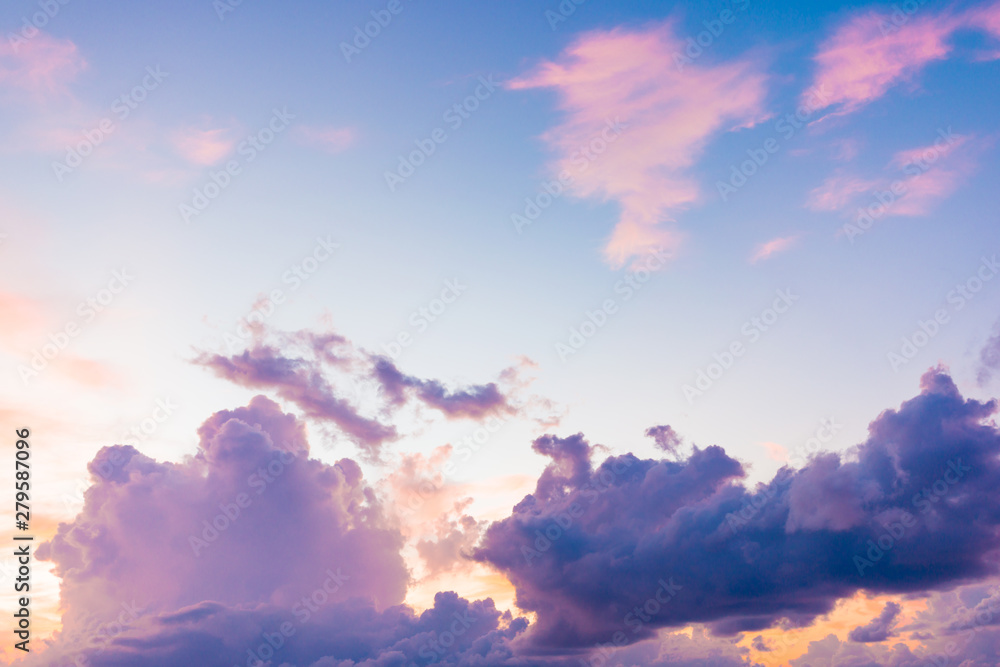 Colorful sunset sky with cloud in sea Colorful sunset sky with cloud in sea