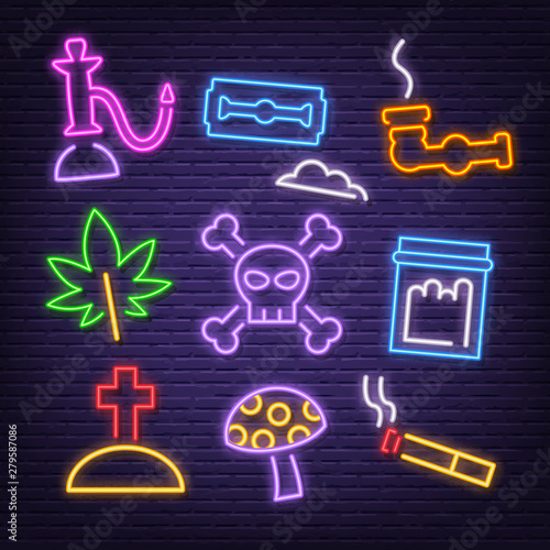 drug neon icons