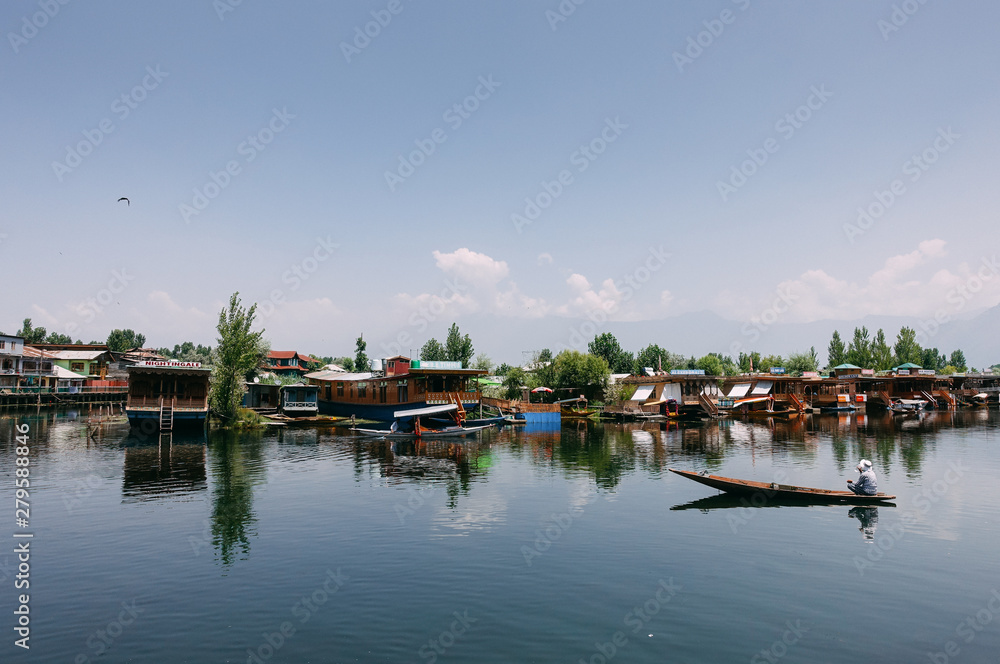 Man on the boat, lake in Kashmir