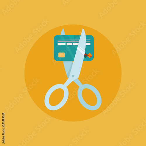 Scissors cutting credit card vector illustration
