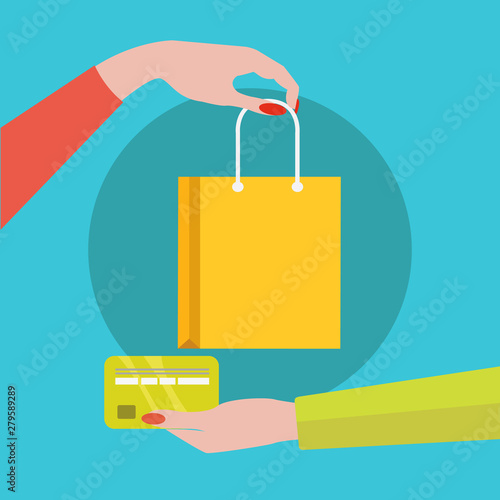 Credit card payment for item, shopping vector concept