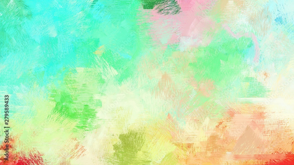 brush painting with mixed colours of tea green, turquoise and aqua marine. abstract grunge art for use as background, texture or design element