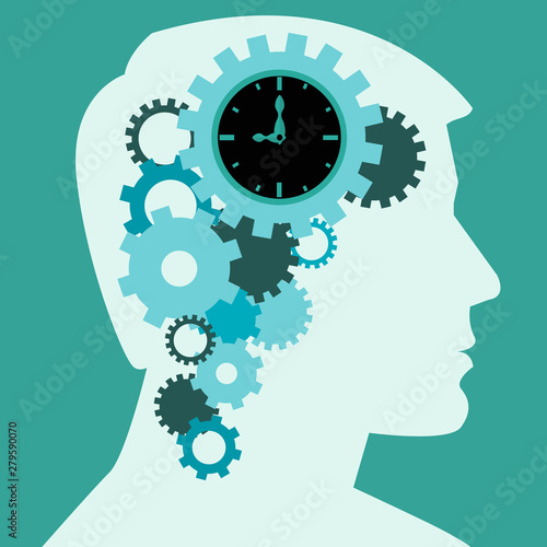 Time to think, human brain creative process vector concept