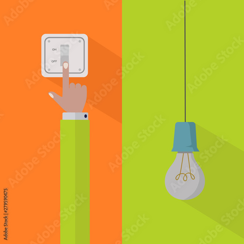 Save electricity and turn off the power vector concept