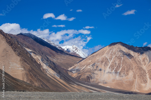 View of majestic rocky mountains in Indian Himalayas, Ladakh region, India. Nature and travel concept