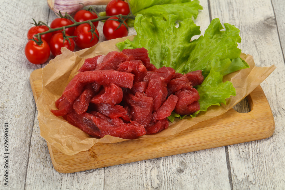 Raw beef meat sliced for cooking Raw beef meat sliced for cooking