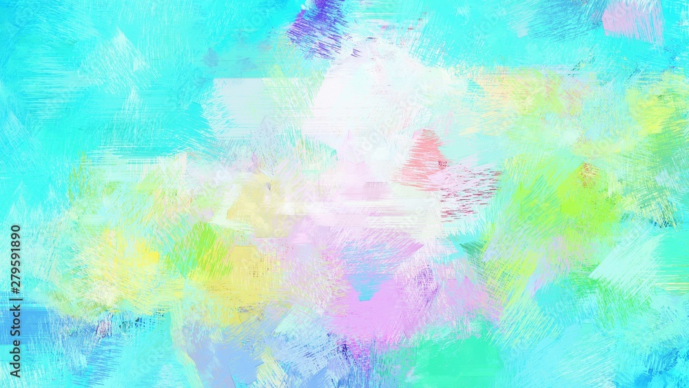 bright brushed painting with powder blue, turquoise and aqua marine colors. use it as background or texture