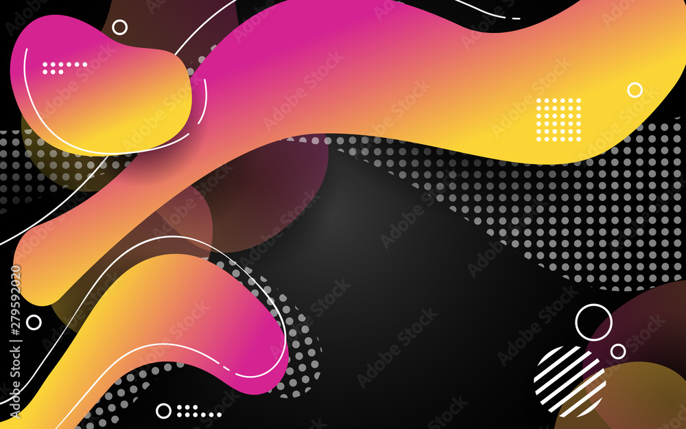 Colorful abstract background design - Liquid shapes with trendy gradients on black - Isolated vector Colorful abstract background design - Liquid shapes with trendy gradients on black - Isolated vector