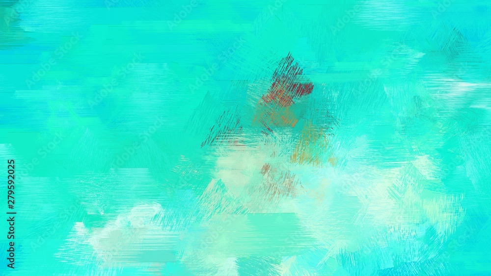 bright turquoise, pale turquoise and aqua marine color brushed painting. artistic artwork for use as background, texture or design element