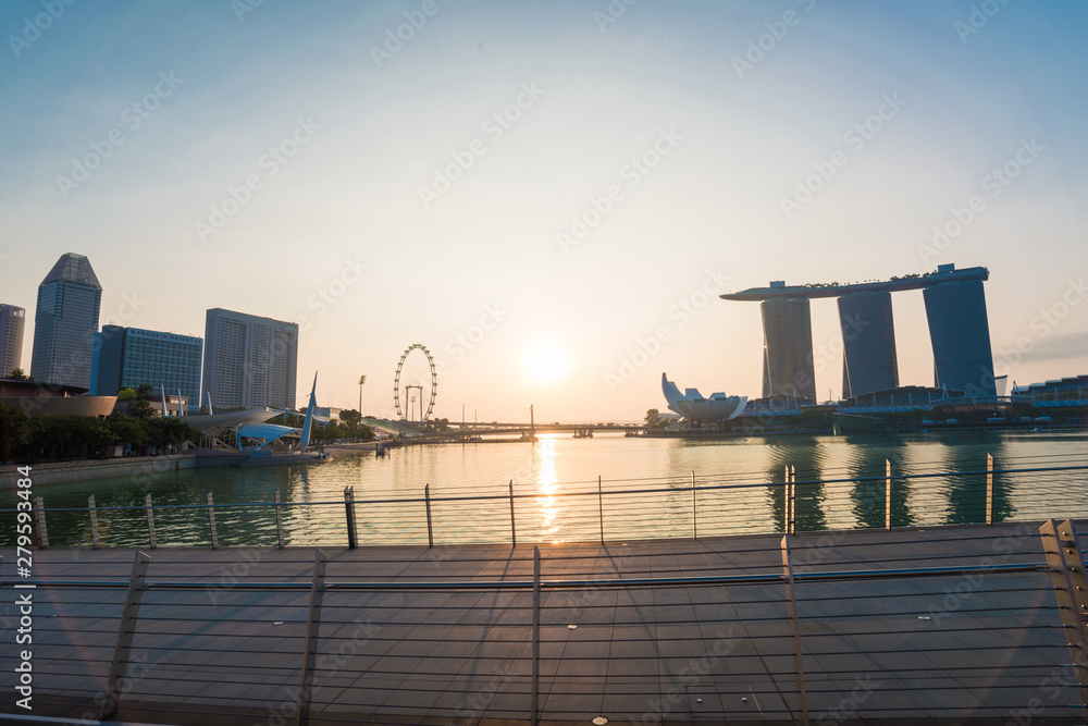 Singapore skyline downtown in morning sunrise Singapore skyline downtown in morning sunrise