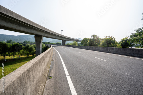 empty road with city skyline