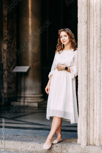 Wedding photo shoot of the bride in Italy. Portrait of a stylish girl on the streets of Rome. © pavelvozmischev