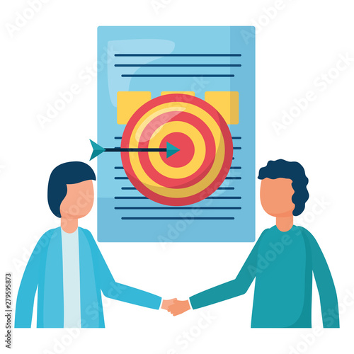 young businessman team with document and target