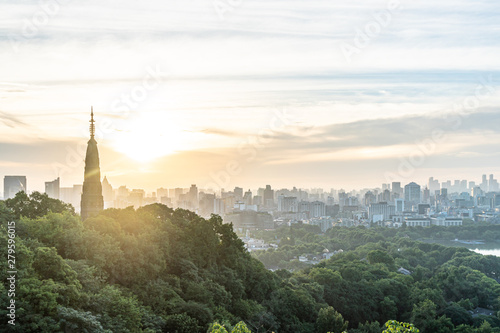 panoramic city skyline in hangzhou china