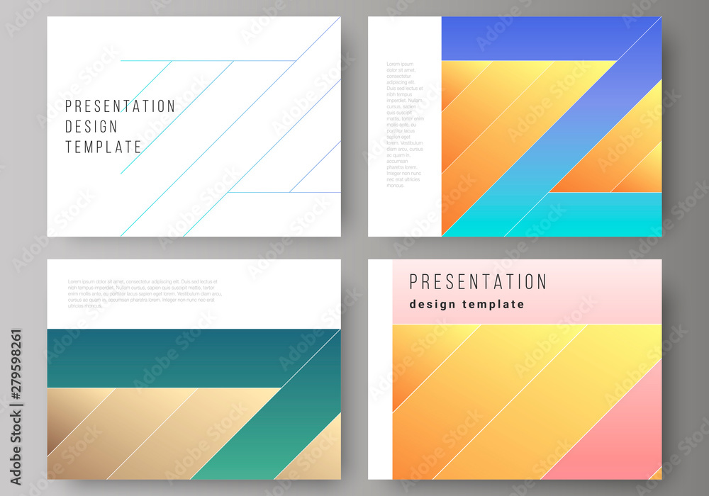 Naklejka premium The minimalistic abstract vector illustration of the editable layout of the presentation slides design business templates. Creative modern cover concept, colorful background.