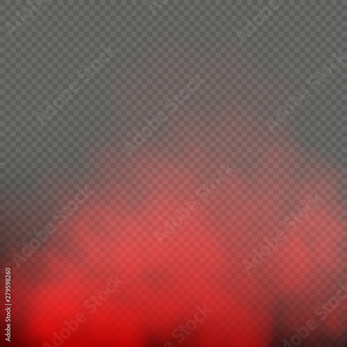Red fog or mist color special smoke effect isolated on transparent background. EPS 10